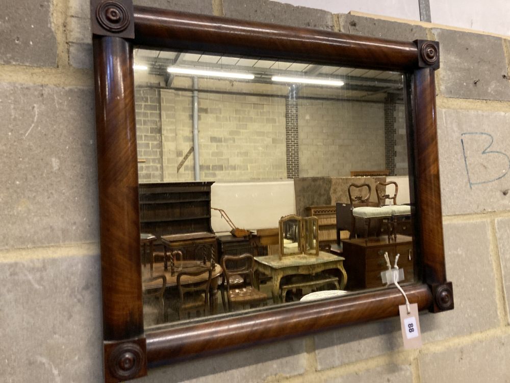 A mid Victorian rectangular mahogany wall mirror, width 58cm, height 48cm